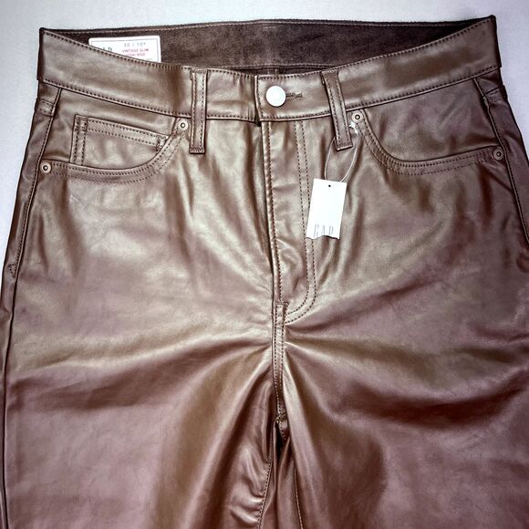GAP faux leather Skinny Pants - Dark Brown - cropped - Picture 2 of 13